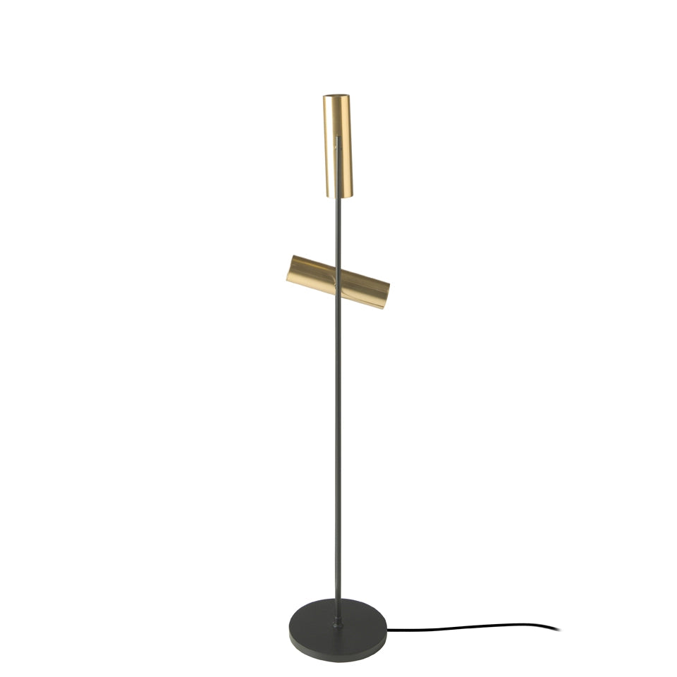 Lampada da terra acciaio nero e dorato