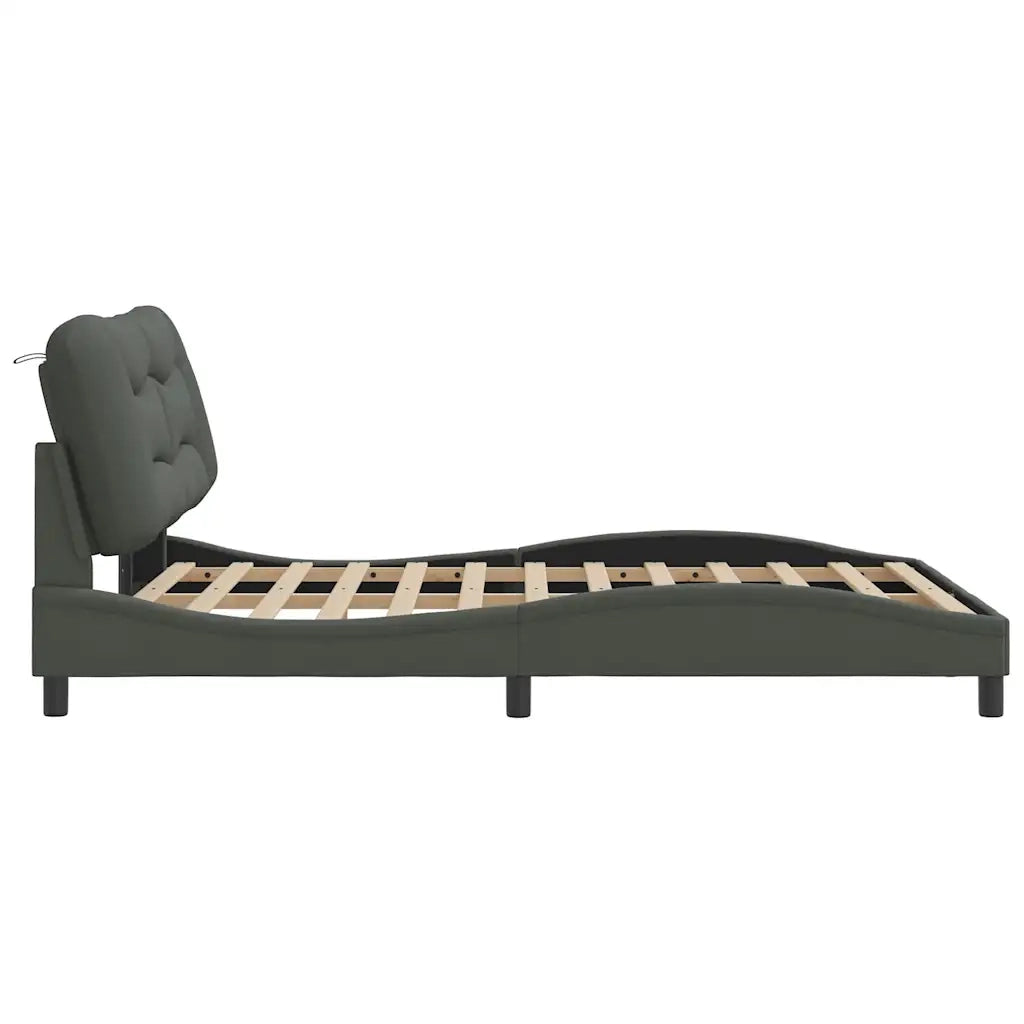 Letto matrimoniale | Letto per adulti | Giroletto senza Materasso Hvar Grigio Scuro 120x200 cm Tessuto