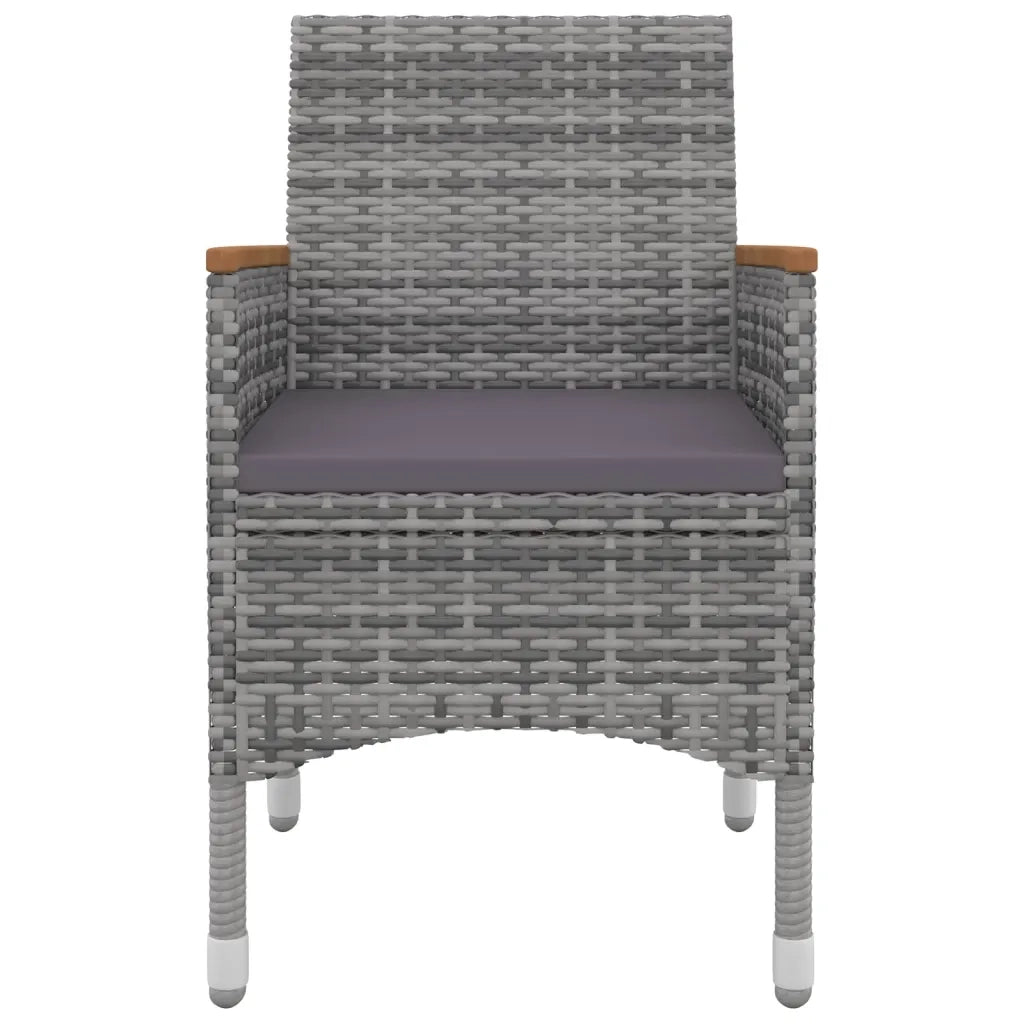 Set da Pranzo per Giardino 3 pz con Cuscini Polyrattan e Vetro 3099775