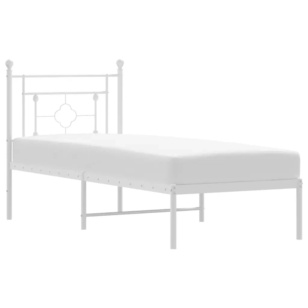 Letto singolo | Letto per adulti | Giroletto senza Materaso con Testiera Metallo Bianco 75x190 cm