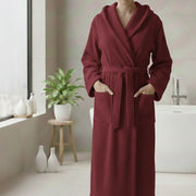 Satina, Accappatoio 100% Cotone con Cappuccio, Rosso Bordeaux