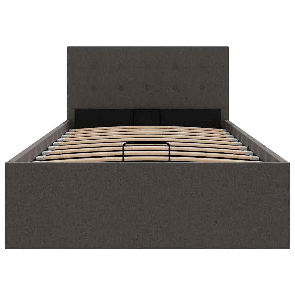 Letto singolo | Letto per adulti | Giroletto Idraulico Contenitore Grigio Scuro Tessuto 100x200cm