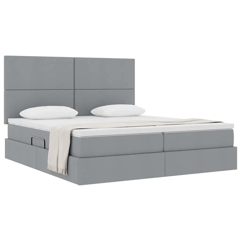 Letto con Contenitore con materasso Grigio chiaro 200 x 200 cm 3372191