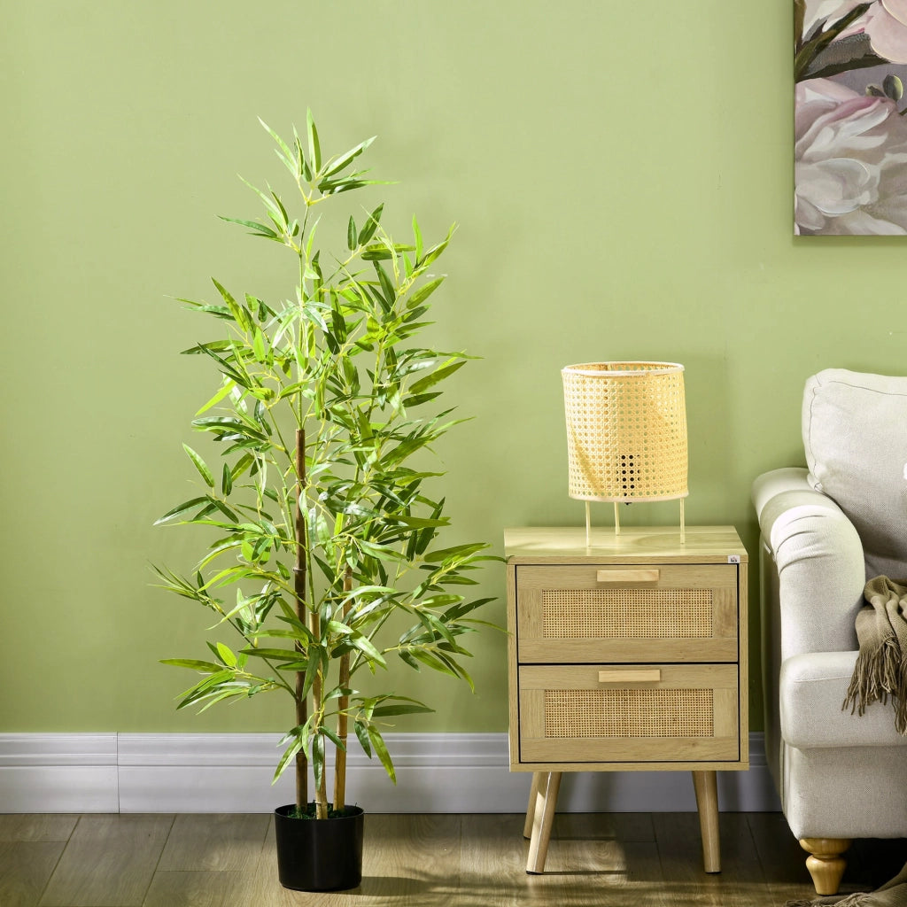 Pianta Artificiale di Bambù da Interno H120 cm con Vaso Verde