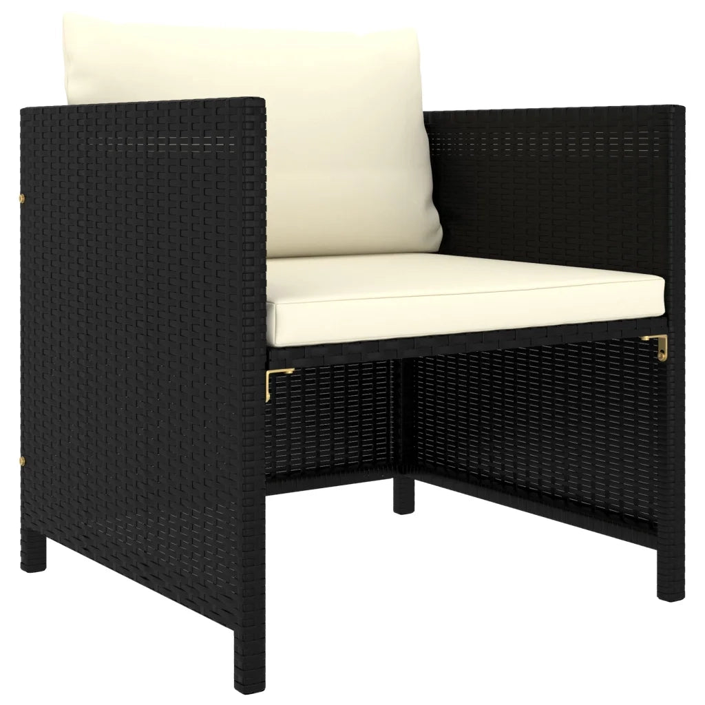 Set Divani da Giardino 5 pz | Set Salotto da Giardino con Cuscini in Polyrattan Nero