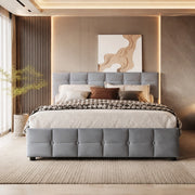 Letto matrimoniale imbottito 180x200 cm con contenitore idraulico; velluto grigio