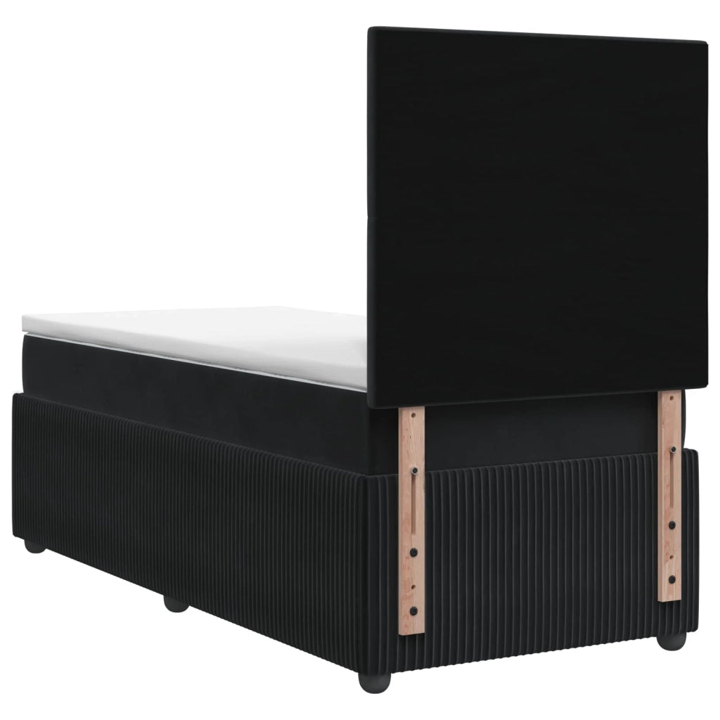 Letto Box Spring LED con Materasso Nero 80 x 200 cm Velluto 3455959