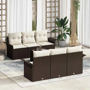 Set Divano da Giardino con cuscino 7 pcs Marrone polyrattan 3345248