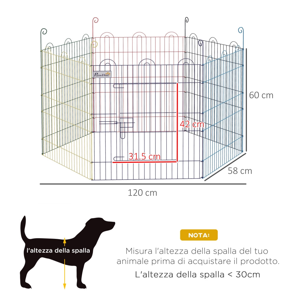 Cancellino per Cani 6 Pannelli ¨C Minimal ¨C Multicolore 120x60 cm