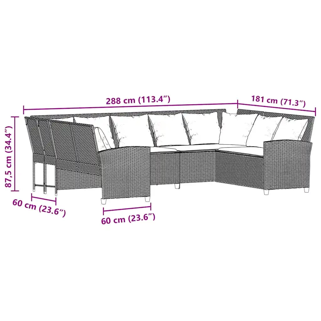 Divano da Giardino con Cuscini in Polyrattan Nero 3365328