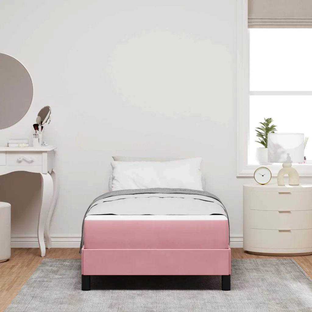 Letto a molle con materasso Rosa 100 x 220 cm Tessuto 3398784