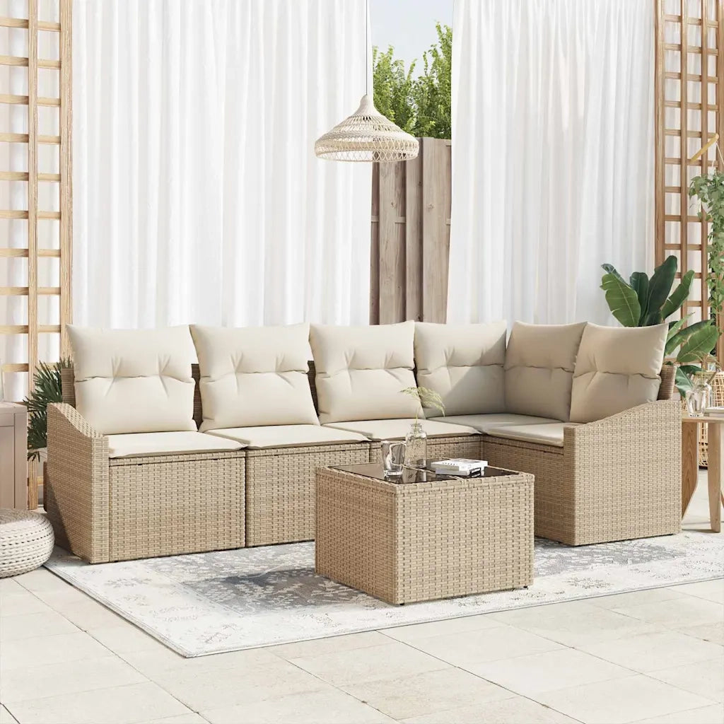 Set di divani con cuscino 6 pcs Beige polyrattan 3346731