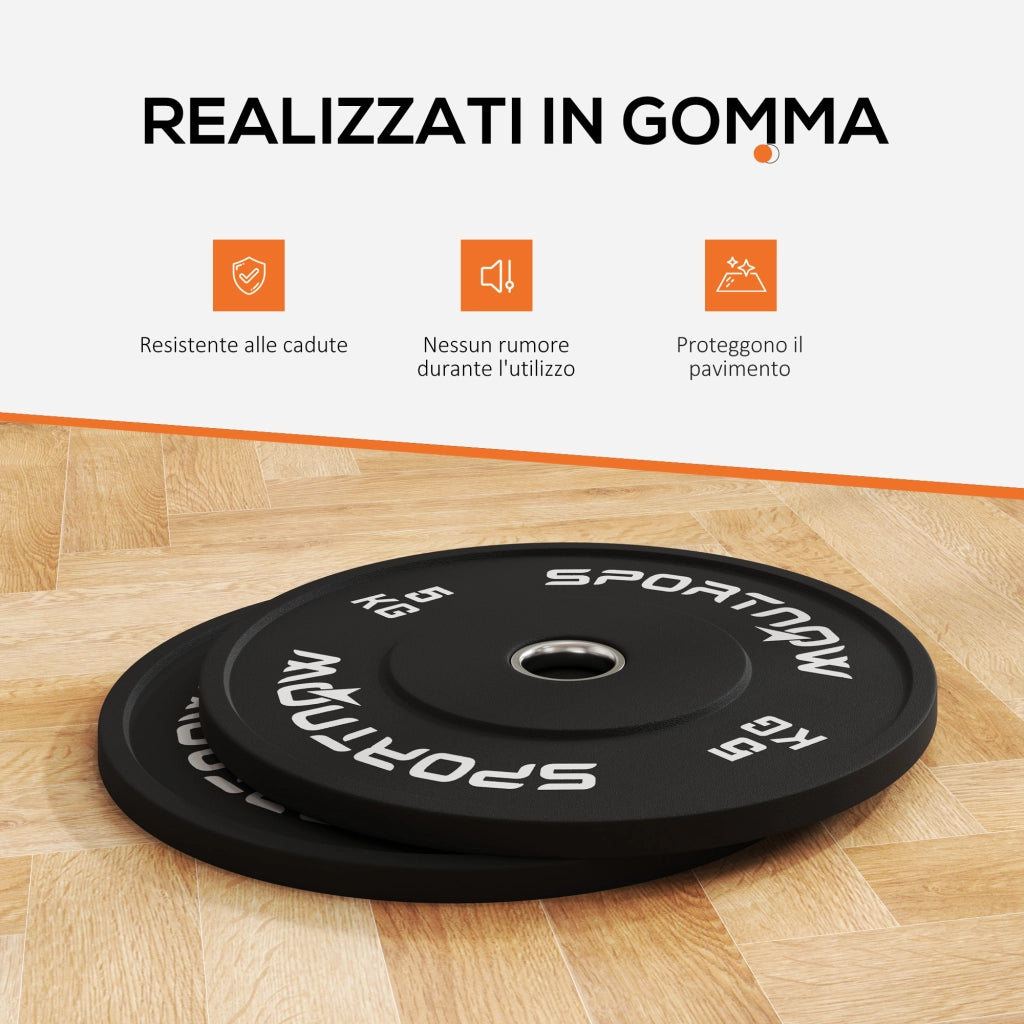 Dischi Pesi 5kg Gomma ¨C zephmum ¨C Nero Foro 2''
