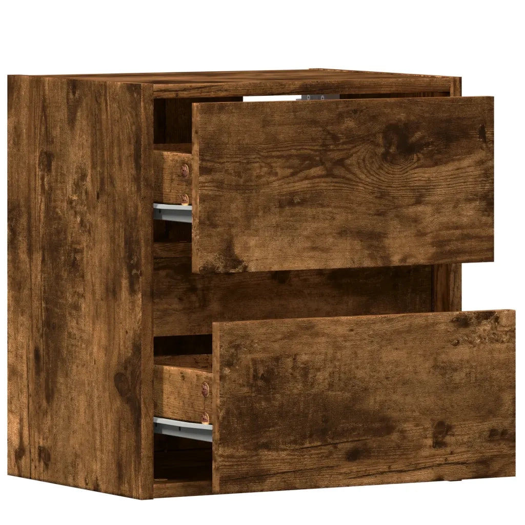 Comodini a Parete con luci LED 2 pz Rovere Fumo 3307970
