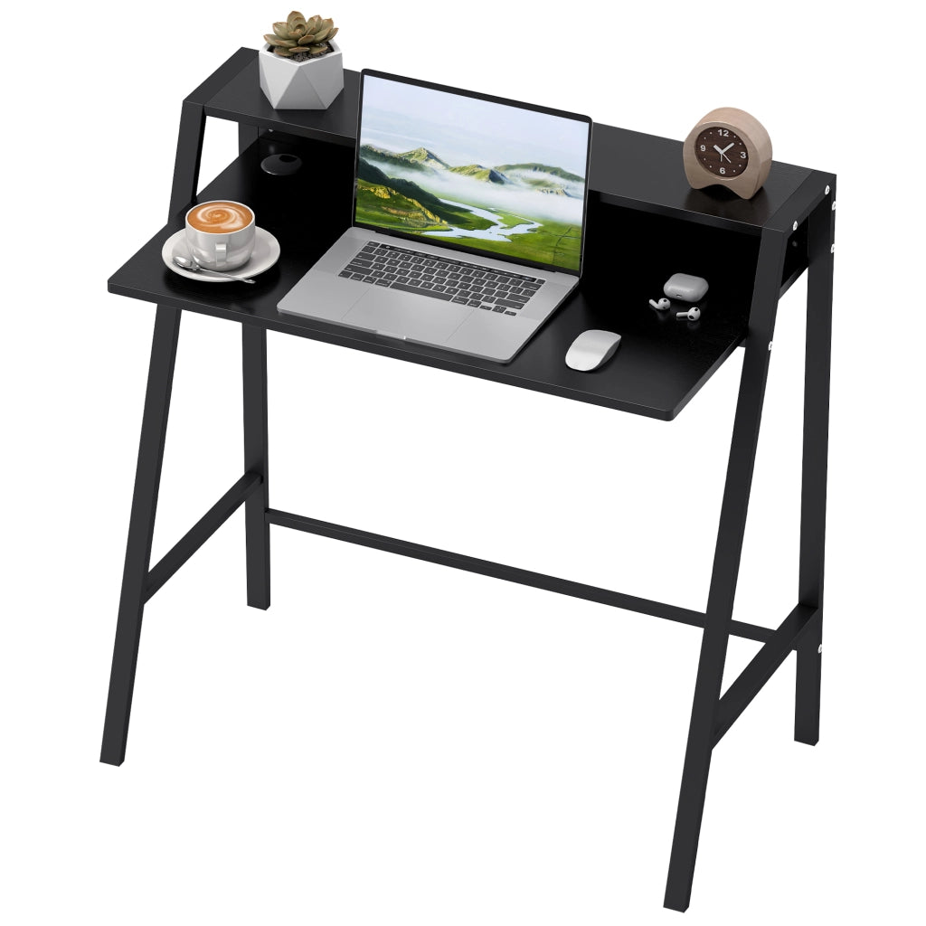 Scrivania Computer con Cassetti e Gestione Cavi ¨C Zephmum ¨C Nero Metallo 84x45x85 cm