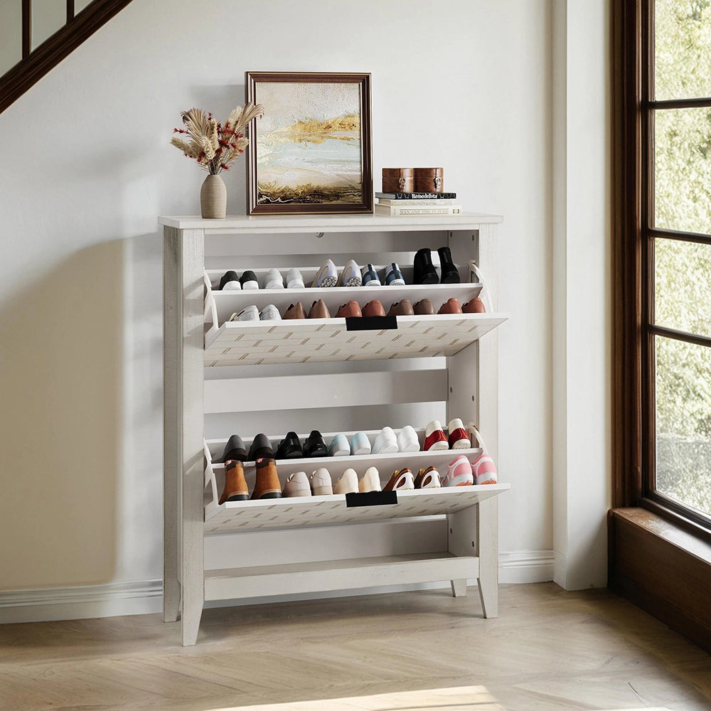 Armadietto scarpe - Xylo - 2 cassetti bianco 80cm per ingresso