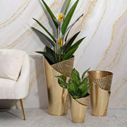 Set di 3 vasi Morrone, Complemento d'arredo, Anfora, Accessorio d'arredo, 39x42 h75 cm, Oro