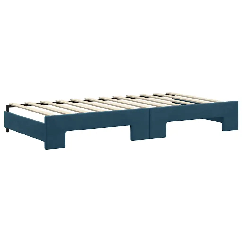 Divano Letto Estraibile con Cassetti Blu 100x200 cm in Velluto 3197849