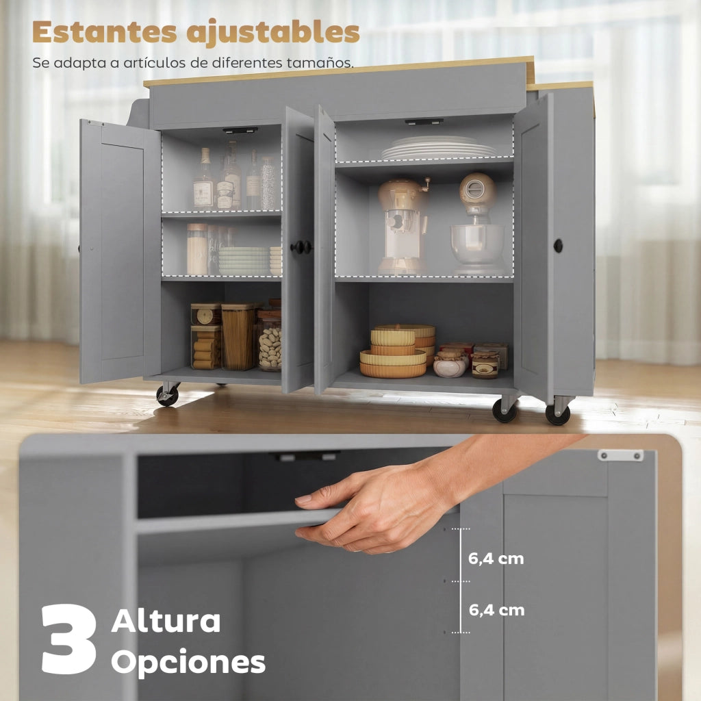 Isola Cucina con Ruote ¨C Minimal ¨C Grigio