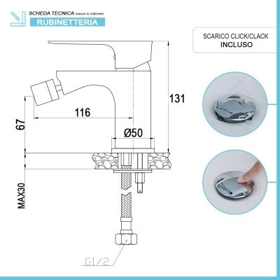 Set miscelatori lavabo bidet e doccia con deviatore in ottone Flat