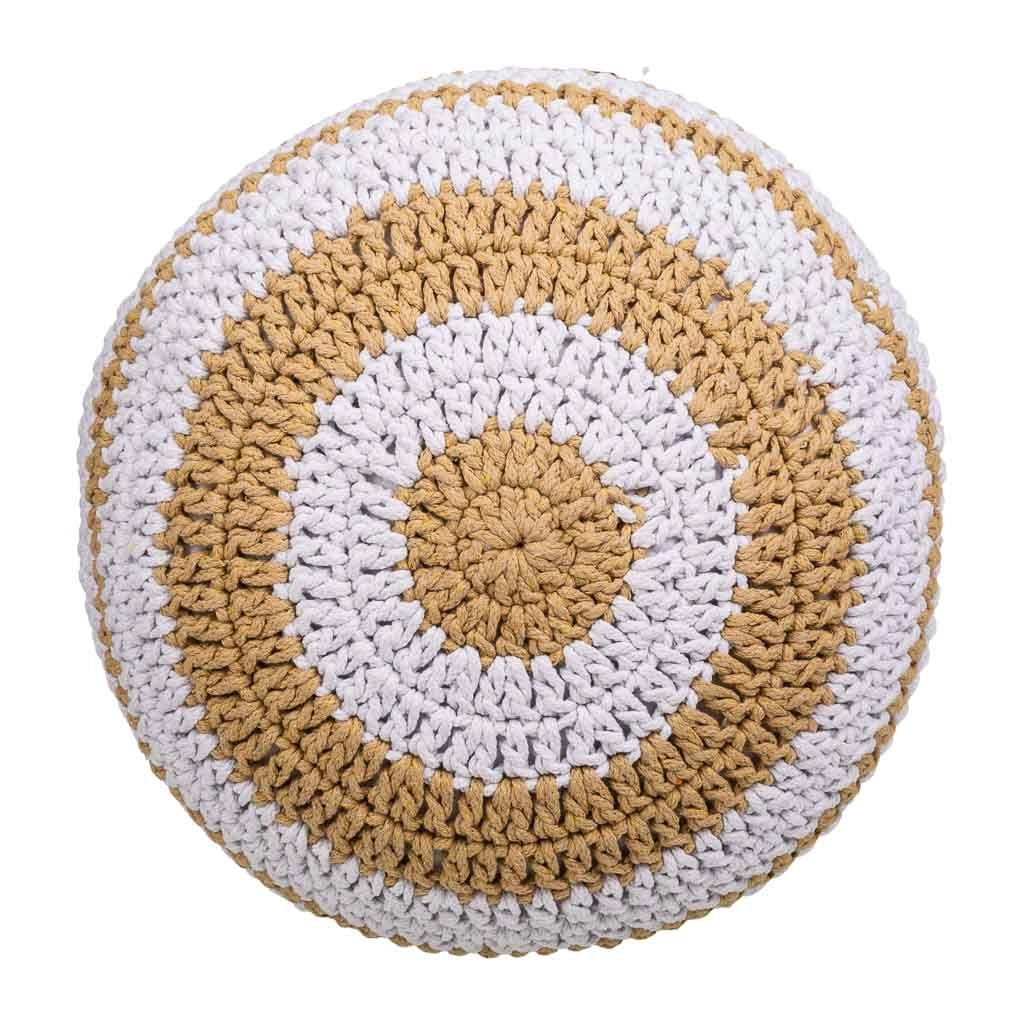 Puff de algodón trenzado marrón 45x45x30
