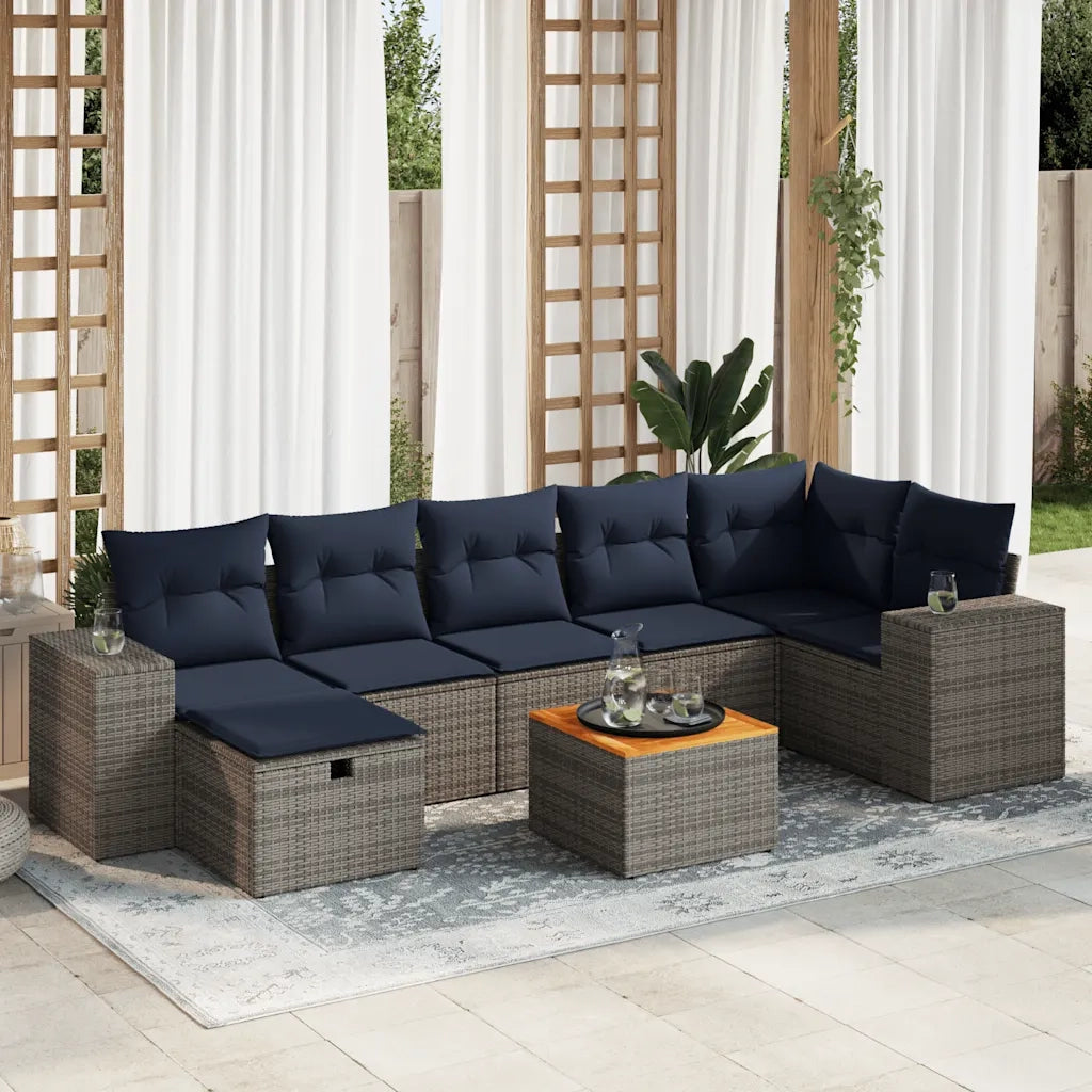 Set Divano da Giardino 8 pz con Cuscini Grigio in Polyrattan 3325883
