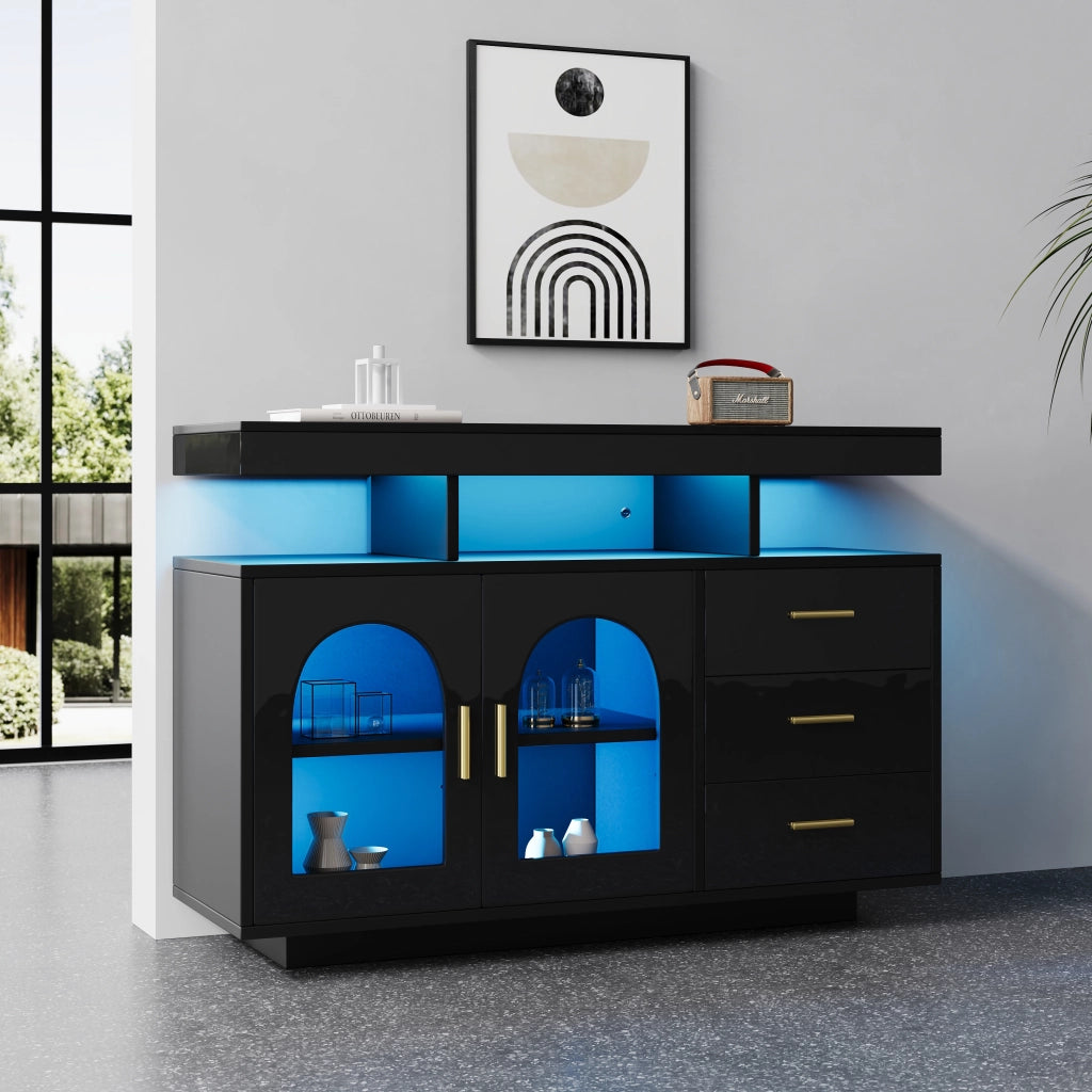 Sideboard LED con luci a 16 colori - Zephmum-120 cm-Nero