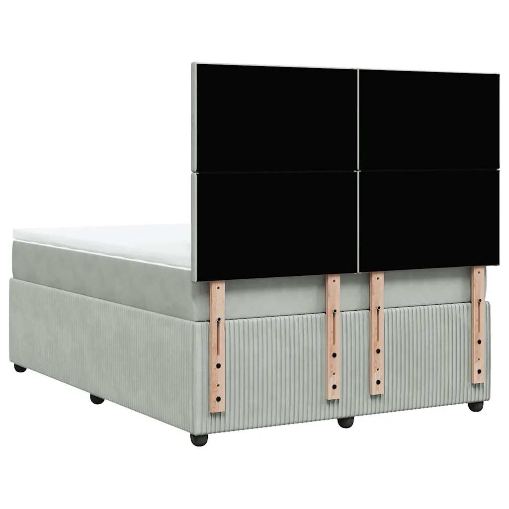 Giroletto a Molle con Materasso Grigio Chiaro 140x190cm Velluto 3292328