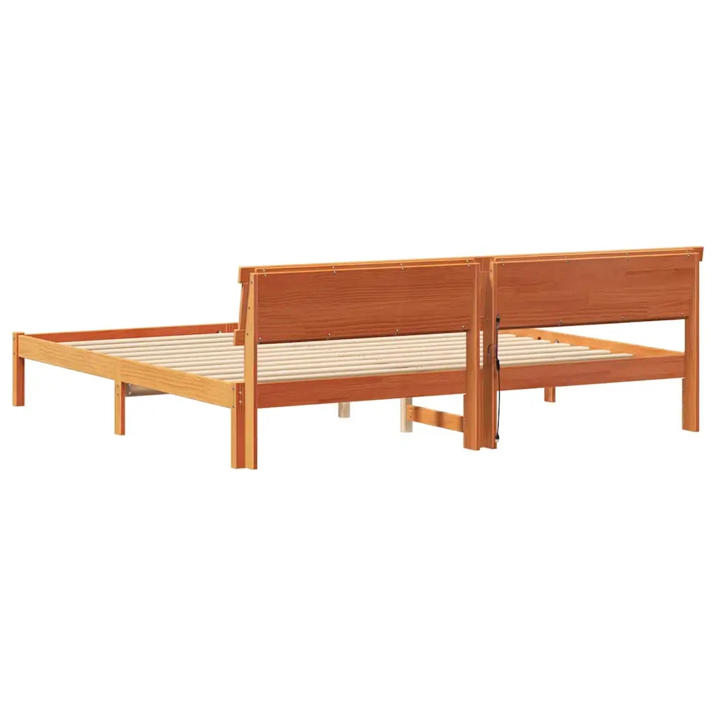 Letto matrimoniale | Letto per adulti | Struttura del letto Marrone cerato 180 x 200 cm Pino massello