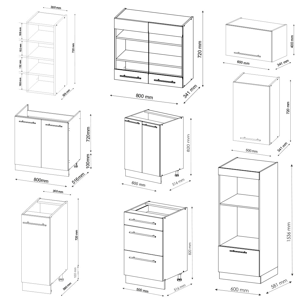 Cucina componibile Fame-Line Antracite-oro/Bianco 280 cm, PL Marmo Vicco
