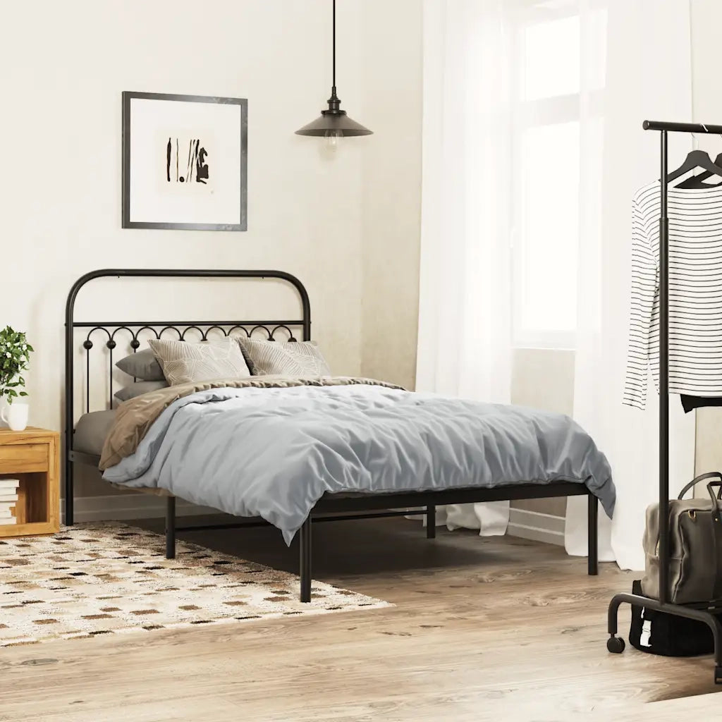 Giroletto con Testiera in Metallo Nero 107x203 cm 376596