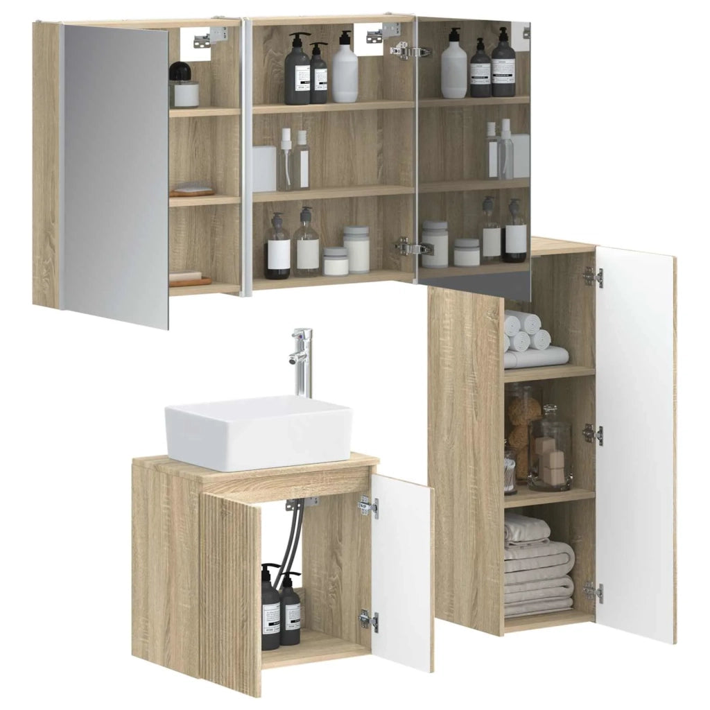 Set di mobili per il bagno 4 pz Rovere Sonoma 3407449