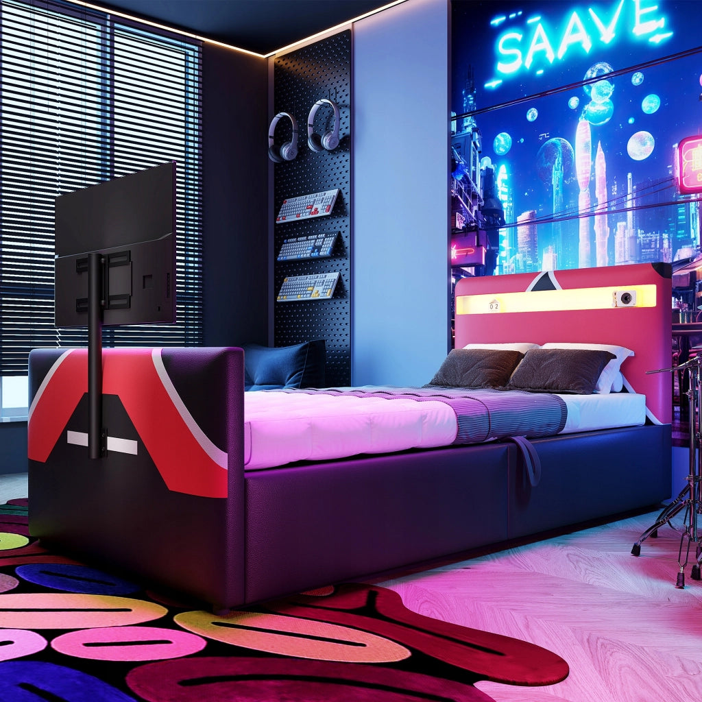 Letto gaming 90x200 - Xylo - LED, idraulico, TV