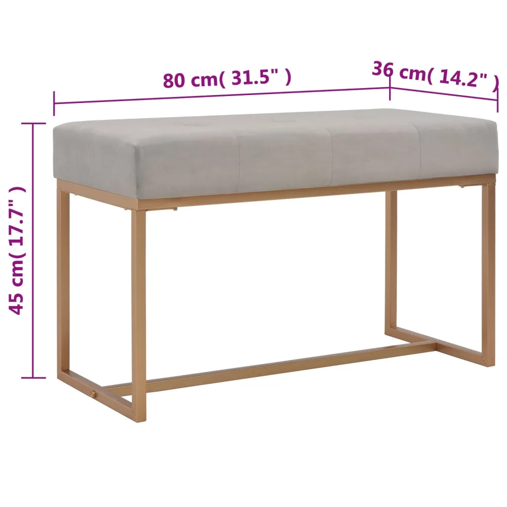 Panca 80 cm in Velluto Grigio