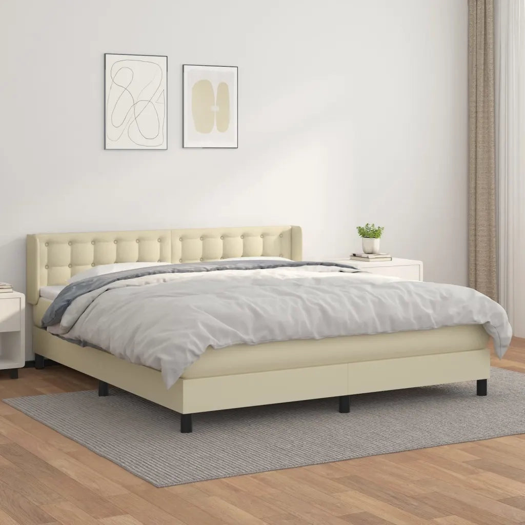 Giroletto a Molle con Materasso Crema 180x200 cm in Similpelle 3130795