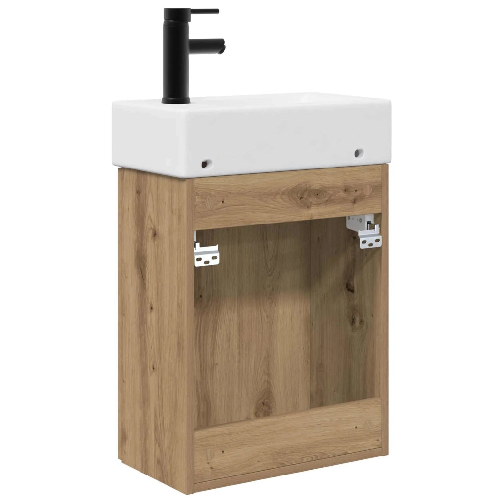Mobile Bagno | Armadio da bagno con rubinetto Rovere Artigianale