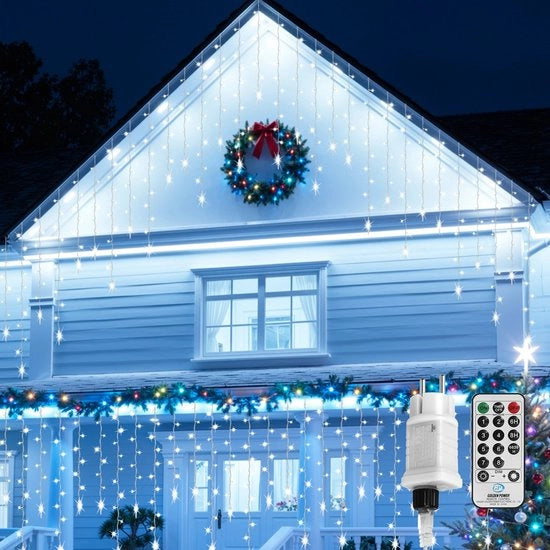Decorazione a LED per Natale 5m con 360 LED - IP44 8 modi - Illuminazione a scintille per interni e esterni - Luminaria decorativa - Natale - LED - Consumo energetico ridotto e durata prolungata - Bianco freddo