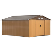 Capanno da giardino in vendita; 340 x 386 x 200 cm; con piastra di base; capanno per attrezzi; capanno da giardino; capanno da giardino; metallo; giallo