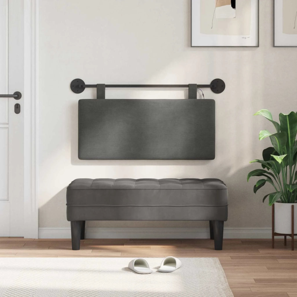 Testiera | Testata sospesa Con luce LED Grigio Scuro Tessuto in Cords