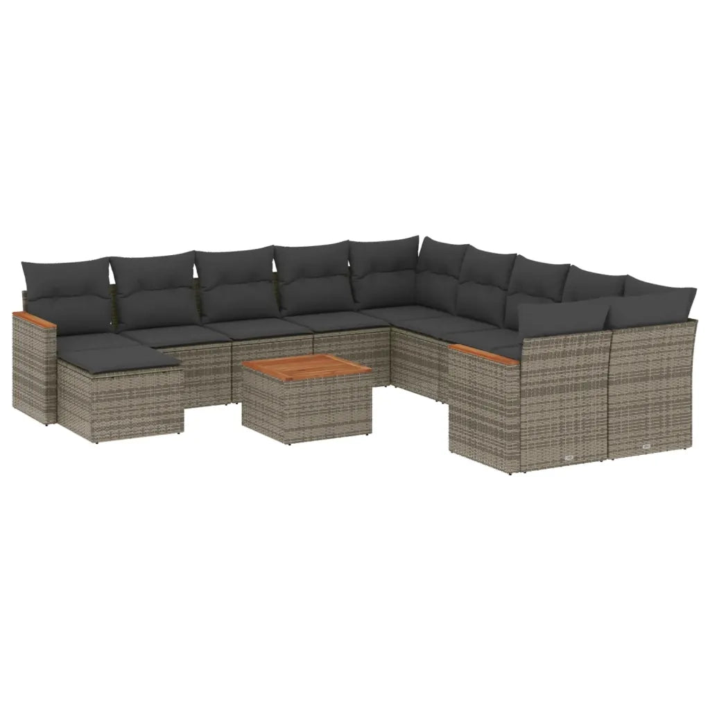 Set Divani da Giardino 12 pz con Cuscini Grigio in Polyrattan 3226578