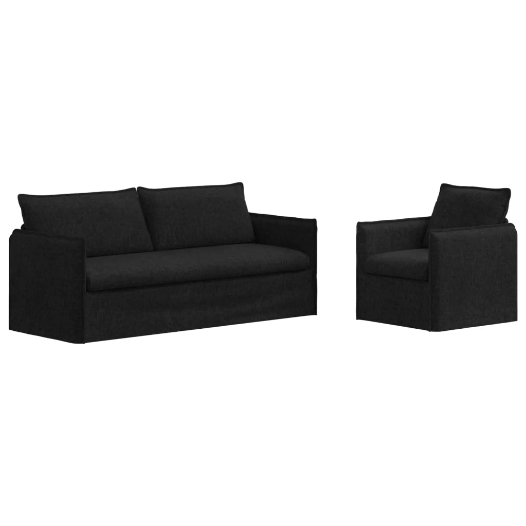 Set di divani 2 pcs Nero 196 x 82 x 85 cm Tessuto 3407613