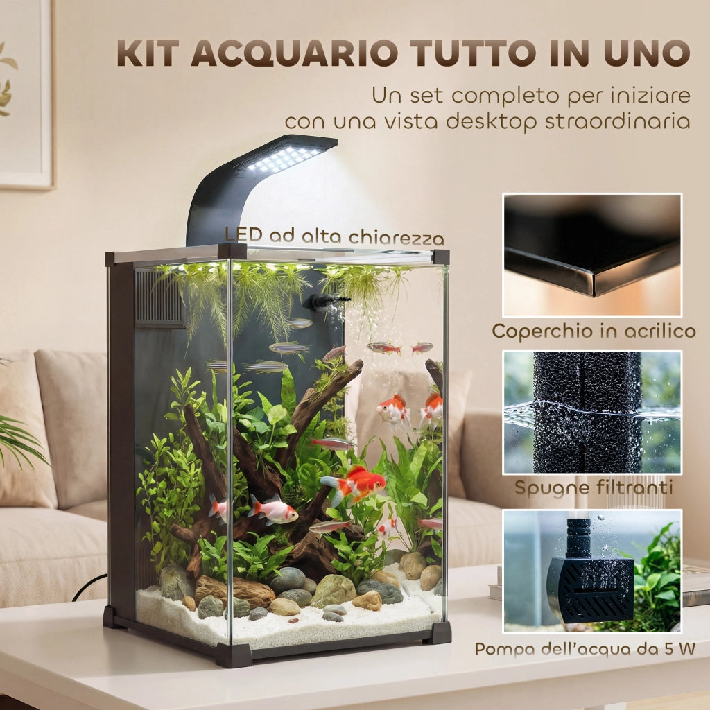 Acquario con Filtro Integrato ¨C Xylo ¨C 36L, 30x30x45,5 cm, Nero