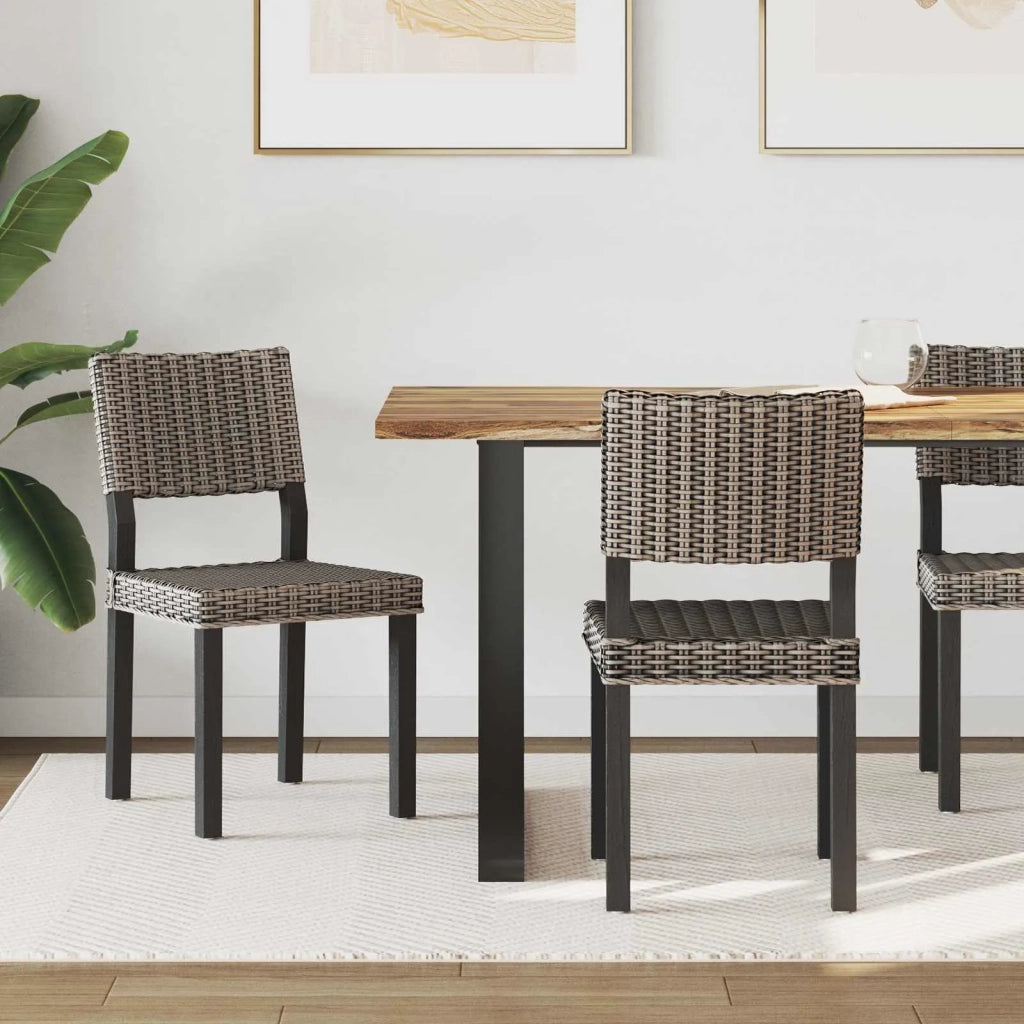 Sedia da pranzo 2 pcs Nero Lavato 46 x 55 x 84 cm Rattan Kubu 42012425