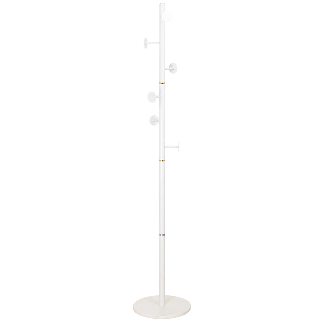 Perchero de metal blanco con 5 ganchos D36x178h cm