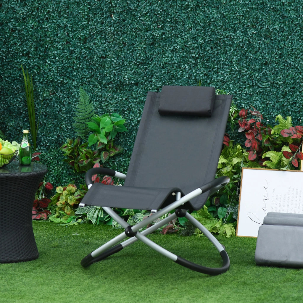 Poltrona a dondolo ergonomica 2 in 1 con poggiapiedi ¨C Minimal ¨C Tessiline grigio scuro 145x74x86 cm