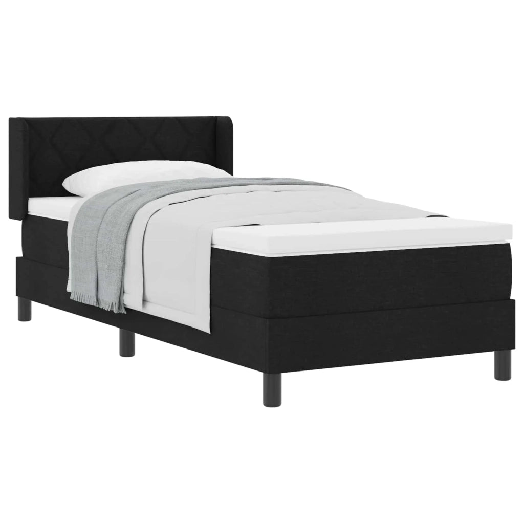 Letto a molle con testiera Nero 190 x 90 cm Tessuto 3341141