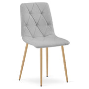 Sedia Libra in tessuto grigio chiaro con gambe effetto legno