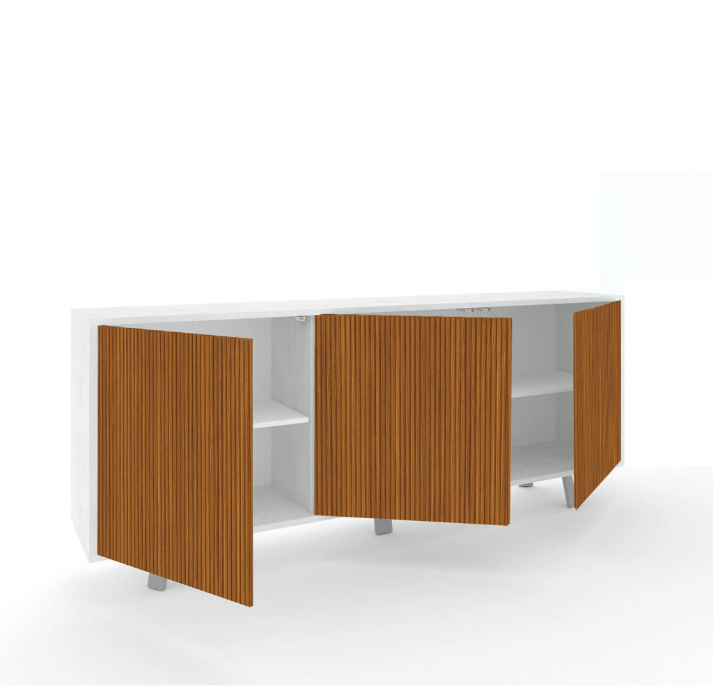 Mobile Soggiorno Madia 3 Ante 177x41x74 cm Ossido Bianco e Rovere Dogato