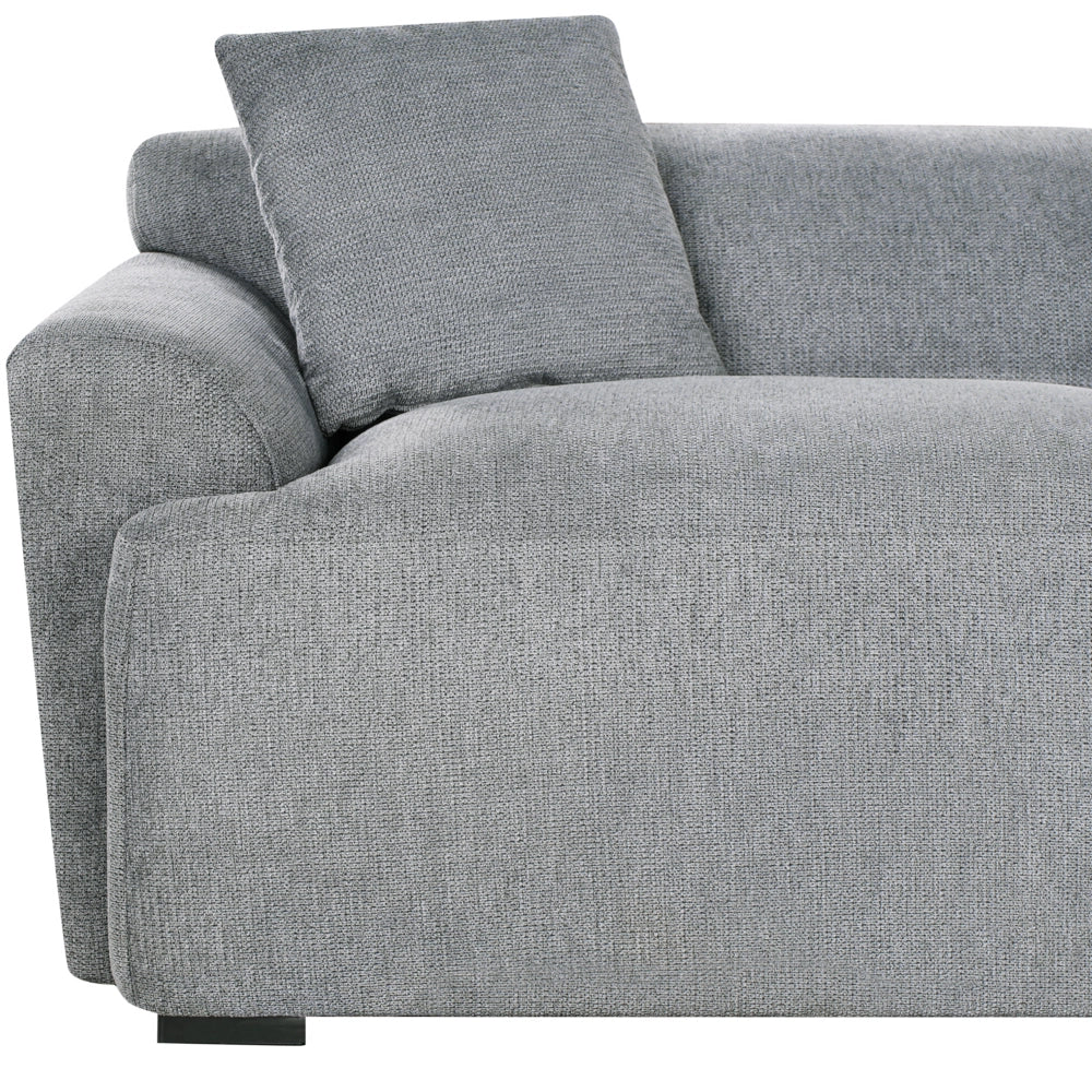 Divano in tessuto grigio 3 posti con cuscini aggiuntivi stile moderno
