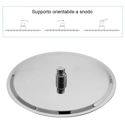 Kit doccia incasso cromato tondo con soffione 25 cm inox Recta